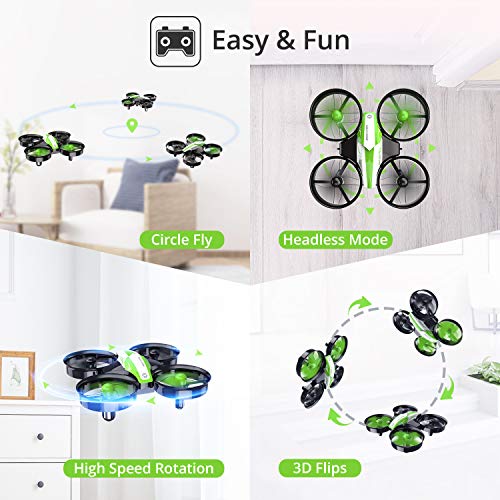 Holy Stone Kid Toys Mini RC Drone for Beginners Adults, Indoor Outdoor Quadcopter Plane for Boys Girls with Auto Hover, 3D Flip, 3 Batteries, Headless Mode, Xmas Toddler Gift, Green