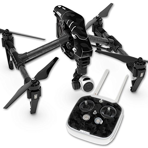 MightySkins Skin Compatible with DJI Inspire 1 Quadcopter Drone wrap Cover Sticker Skins Black Camo