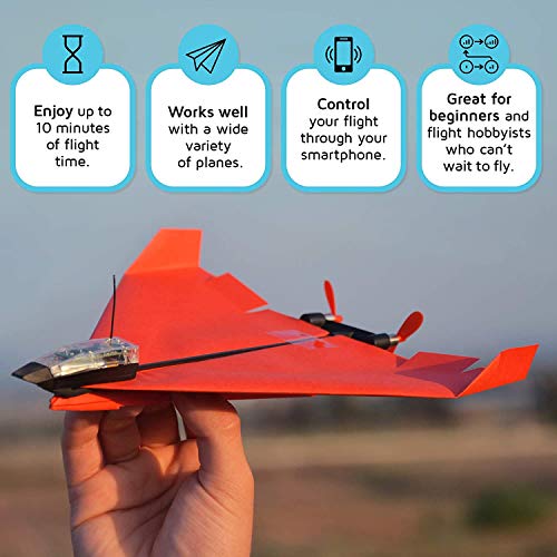 POWERUP 4.0 The Next-Generation Smartphone Controlled Paper Airplane Kit, RC Controlled. Easy to Fly with Autopilot & Gyro Stabilizer. For Hobbyists, Pilots, Tinkerers. STEM Ready with DIY Modular Kit