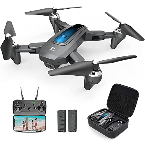 DEERC Drone with Camera 2K HD FPV Live Video 2 Batteries and Carrying Case, RC Quadcopter Helicopter for Kids and Adults, Gravity Control, Altitude Hold, Headless Mode, Waypoints Functions