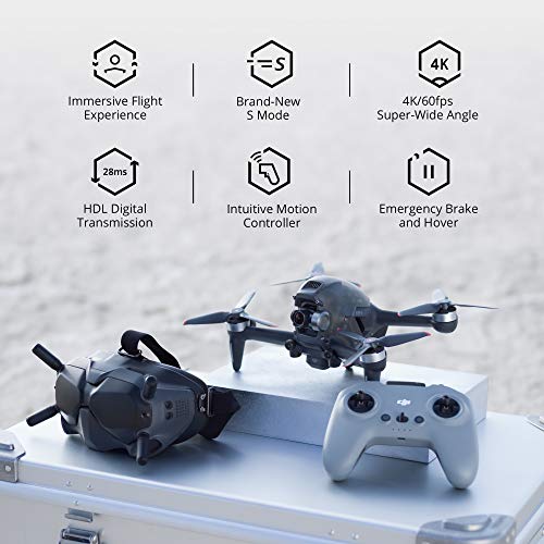 DJI FPV Combo with Motion Controller - First-Person View Drone Quadcopter UAV with 4K Camera, S Flight Mode, Super-Wide 150° FOV, HD Low-Latency Transmission, Emergency Brake and Hover, Gray
