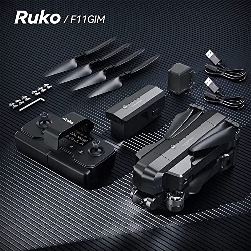 Ruko F11GIM Drones with 4K UHD 2-Axis Gimbal EIS Anti-Shake Camera for Adults Beginner, 2 Batteries 56 Min Flight Time, Level 6 Wind Resistance, FPV Brushless Motor, GPS Auto Return Home
