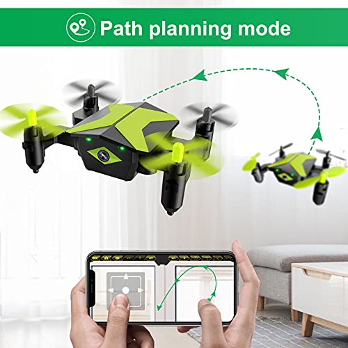 Mini Drone with Camera Drones for Kids Beginners, RC Quadcopter with App FPV Video, Voice Control, Altitude Hold, Headless Mode, Trajectory Flight, Foldable Kids Drone Boys Gifts Girls Toys-Green
