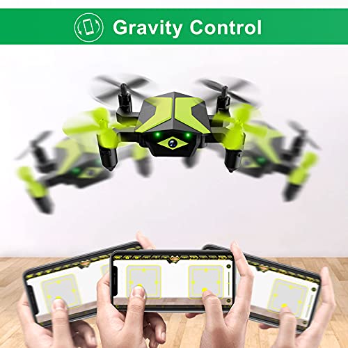 Mini Drone with Camera Drones for Kids Beginners, RC Quadcopter with App FPV Video, Voice Control, Altitude Hold, Headless Mode, Trajectory Flight, Foldable Kids Drone Boys Gifts Girls Toys-Green