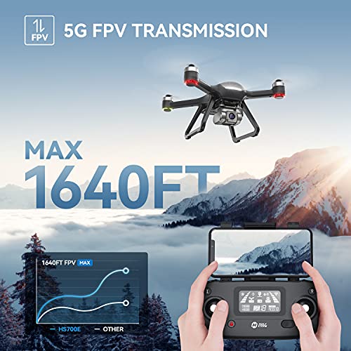 Holy Stone HS700E 4K UHD Drone with EIS Anti Shake 130 FOV Camera for Adults, GPS Quadcopter with 5GHz FPV Transmission, Brushless Motor, Easy Auto Return Home, Follow Me and Outdoor Carrying Case