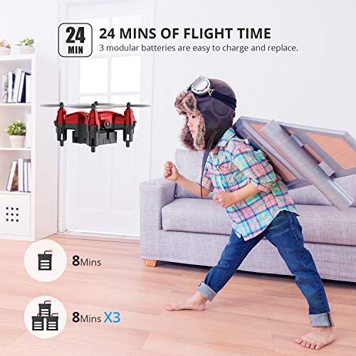 Holyton HT02 Mini Drone for Kids Beginners, Easy Pocket RC Quadcopter with Altitude Hold, 3D Flips, 3 Speed Modes, 3 Batteries, Headless Mode, Protection Guards and Emergency Stop, Gift for Boys Girls
