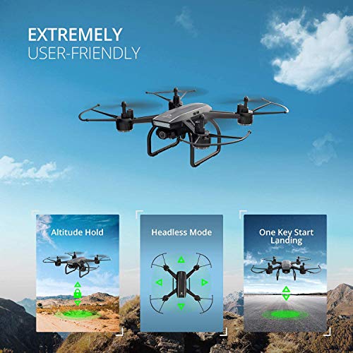 DEERC Drone with Camera for Adults 2K Ultra HD FPV Live Video Wide Angle, Altitude Hold, Headless Mode, Gesture Selfie, Waypoints Functions RC Quadcopter with 2 Batteries and Backpack