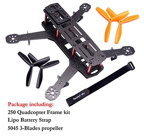 250mm FPV Racing Drone Frame 5 Inch Carbon Fiber Quadcopter Frame Kit with 4mm FPV Frame Arms+Lipo Battery Strap
