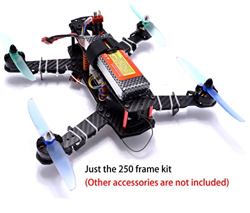 250mm FPV Racing Drone Frame 5 Inch Carbon Fiber Quadcopter Frame Kit with 4mm FPV Frame Arms+Lipo Battery Strap