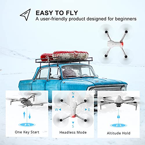 DRONEEYE 4DF10 Drone with 1080P Camera for Adults,Foldable RC Quadcopter with WiFi FPV Live Video for Kids Beginners,Trajectory Flight,App Control,3D Flips,Altitude Hold,2 Batteries,Carrying Case