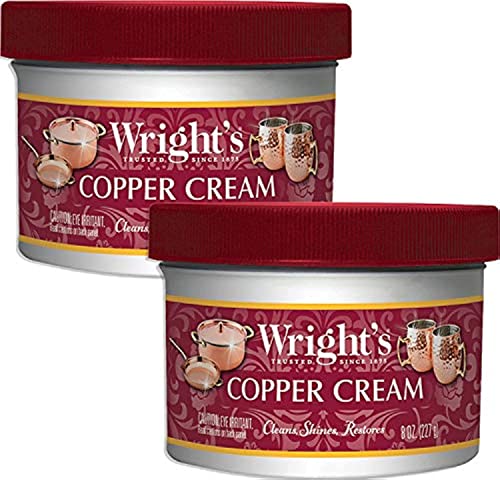 Wright's Copper and Brass Polish and Cleaner Cream- 8 Ounce - 2 Pack - Gently Clean and Remove Tarnish Without Scratching,8 Ounce (Pack of 2)