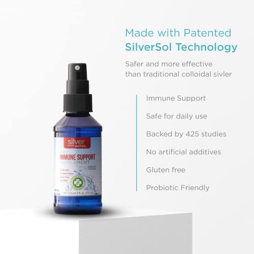 Silver Biotics Colloidal Silver Nano-SilverSol Liquid 10 PPM | 4 oz. Spray Bottle Immune Support, All Natural Colloidal Silver Liquid Water | Great For Natural Health (American Biotec Labs)