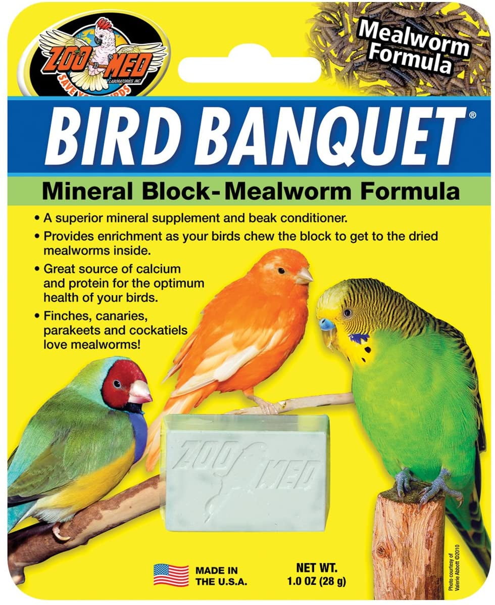 (3 Pack) Zoo Med Bird Banquet Mineral Blocks - Mealworm Formula - Small (1 Ounce Per Pack)