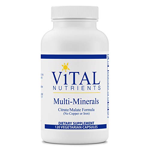 Vital Nutrients - Multi-Minerals - Citrate/Malate Formula (No Copper or Iron) - High Potency Gentle Formula with High Nutritional Value - 120 Vegetarian Capsules per Bottle