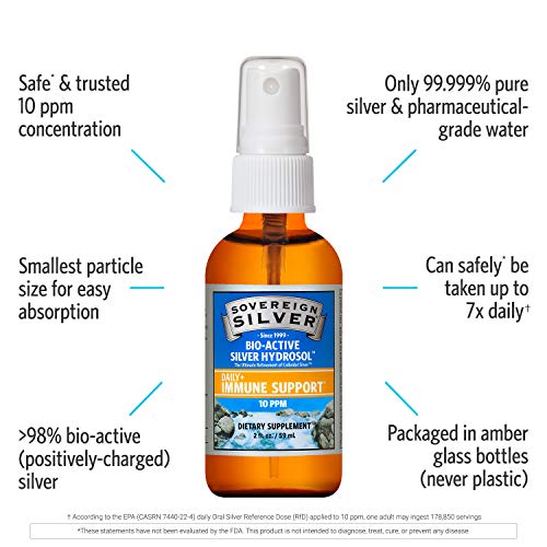 Sovereign Silver Bio-Active Silver Hydrosol for Immune Support - 10 ppm, 2oz (59mL) - Fine Mist Spray
