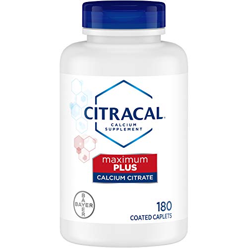 Citracal Maximum Plus Highly Soluble, Easily Digested, 630 mg Calcium Citrate With 1000 IU Vitamin D3, Bone Health Supplement for Adults, Caplets, 180 Count