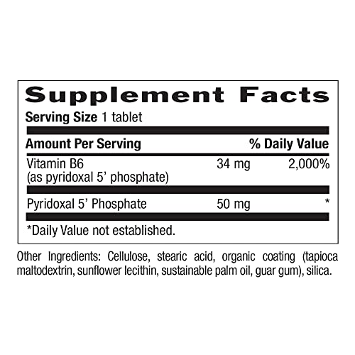 Country Life P5P Vitamin B6 (Pyridoxal Phosphate) 50mg, 100 Tablets, Certified Gluten Free, Certified Vegan, Verified Non-GMO Verified
