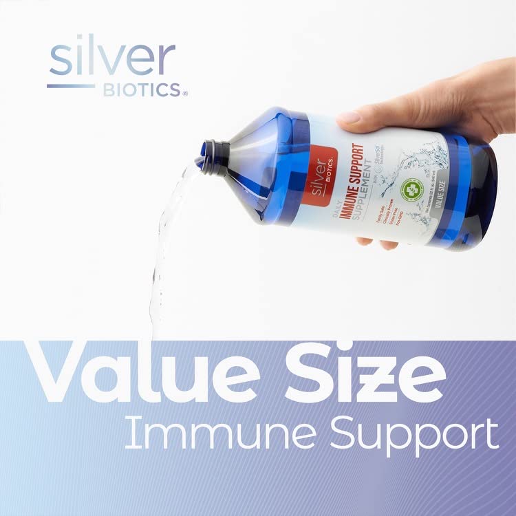 Silver Biotics Colloidal Silver Nano-SilverSol Liquid 10 PPM | 32 OZ. Bottle Immune Support, All Natural Colloidal Silver Liquid Water | Great For Natural Health (American Biotec Labs)