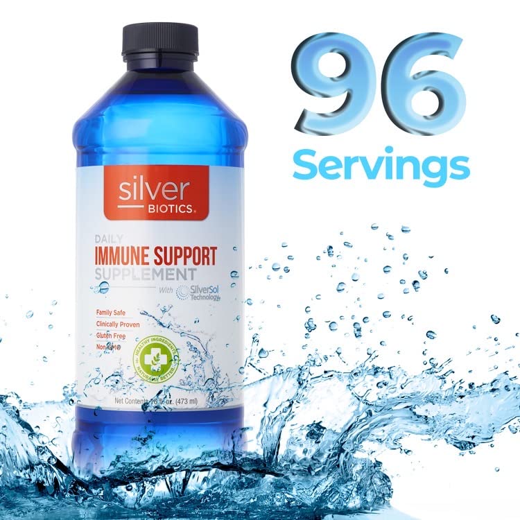 Silver Biotics Colloidal Silver Nano-SilverSol Liquid 10 PPM | 32 OZ. Bottle Immune Support, All Natural Colloidal Silver Liquid Water | Great For Natural Health (American Biotec Labs)