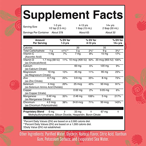 Nighttime Liquid Multimineral Supplement | Sugar Free | Natural Sleep Support for Adults & Kids 1+ | Magnesium, Calcium & MSM | Cranberry Flavor | Vegan | Gluten Free | 32 Fl Oz