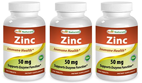 Best Naturals Zinc Supplement as Zinc Gluconate 50mg 240 Tablets Pack of 3