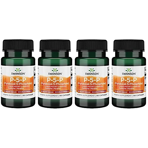 Swanson P-5-P (Pyridoxal-5-Phosphate) Coenzymated Vitamin B-6 40 Milligrams 60 Capsules (4 Pack)