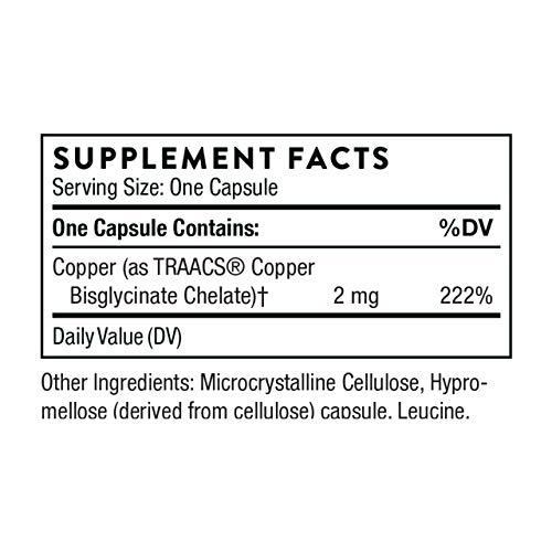 Thorne Copper Bisglycinate - Well-Absorbed Trace Mineral Supplement - 60 Capsules