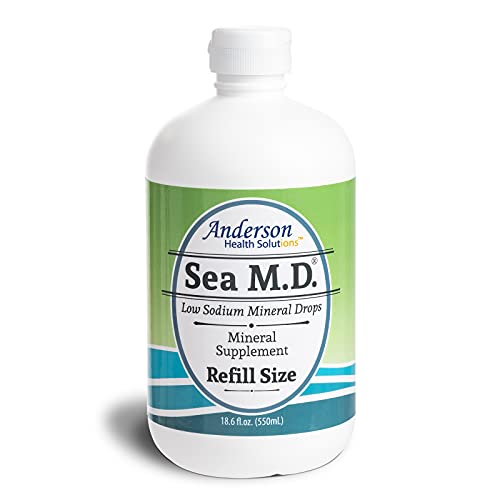 Anderson's Sea M.D. New Refill Size Concentrated Trace Mineral Drops, Ionic Electrolyte Magnesium Supplement, Aids in Muscle Cramps, Joint Health, Liquid Magnesium, Easy to Take, 550mL