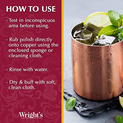 Wright's Copper, Brass Cream Cleaner - 8 Ounce - Gently Cleans and Removes Tarnish Without Scratching