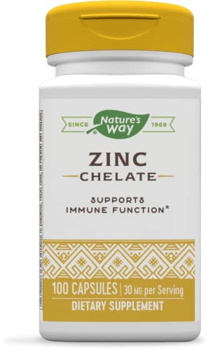 Nature's Way Zinc Chelate, Supports Immune Function*, 30 mg per serving, 100 Capsules