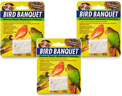 (3 Pack) Zoo Med Bird Banquet Mineral Blocks - Mealworm Formula - Small (1 Ounce Per Pack)