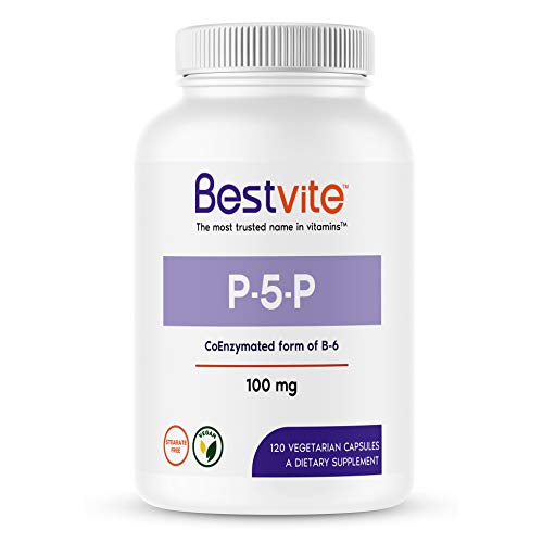 BESTVITE P-5-P 100mg (120 Vegetarian Capsules) (CoEnzymated Form of B-6) - No Stearates - Vegan - Non GMO - Gluten Free - No Silicon Dioxide - No Gelatin