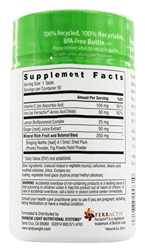 Rainbow Light Complete Iron System Food-Grown Iron Supplement Tablets 60-Count Bottles (Pack of 2)