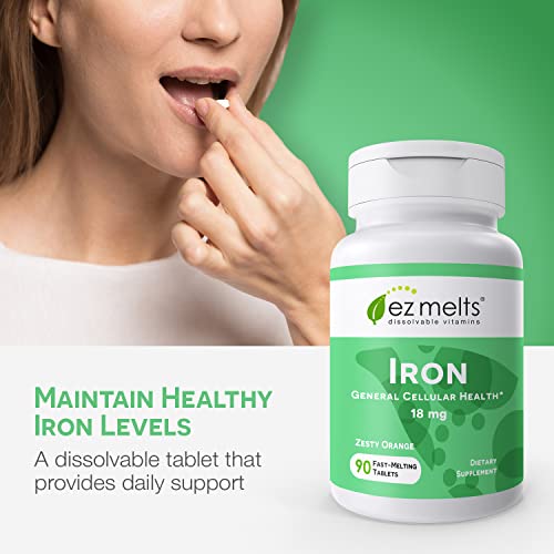 EZ Melts Dissolvable Iron Supplement 18 mg, Sugar-Free, 3-Month Supply