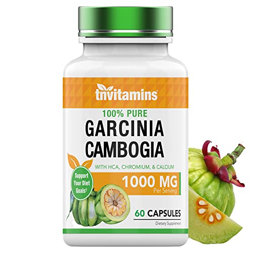 tnvitamins Garcinia Cambogia Extract Capsules (1000 MG x 60 Pills) with HCA & Chromium | Weight Loss Pills for Women & Men* | Appetite Suppressant for Weight Loss