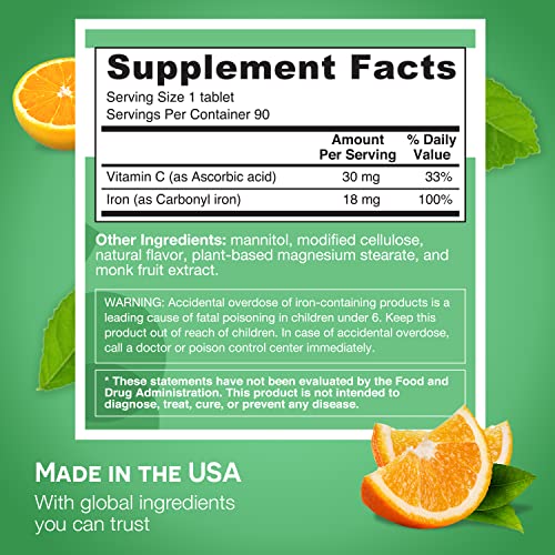 EZ Melts Dissolvable Iron Supplement 18 mg, Sugar-Free, 3-Month Supply
