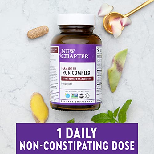 Iron Supplement, New Chapter Fermented Iron Complex with Organic Whole-Food Ingredients + One Daily Non-Constipating Dose- 60 Count (Pack of 1), 2 Month Supply