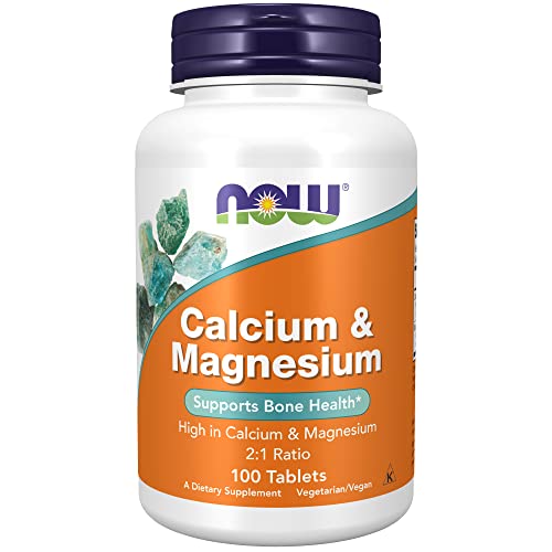 NOW Calcium/Magnesium 1000/500 mg, 100 Tablets (Pack of 3)