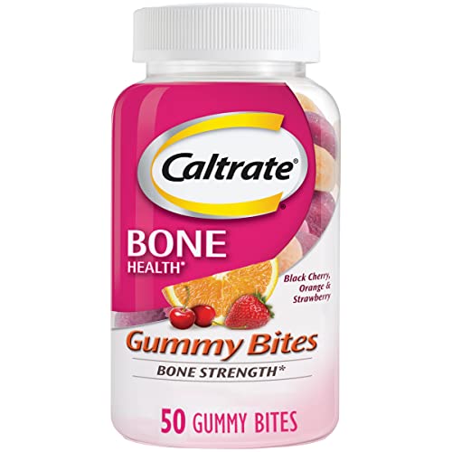 Caltrate Gummy Bites 500 mg Calcium and Vitamin D Supplement, Black Cherry, Strawberry, Orange - 50 Count