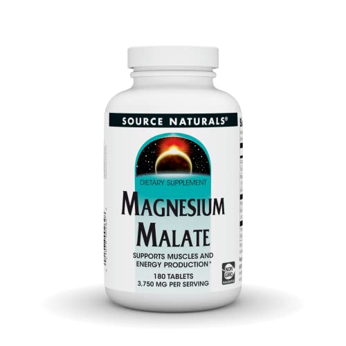Source Naturals Magnesium Malate - 3750mg Per Serving - Essential Magnesium Malic Acid Supplement - 180 Tablets