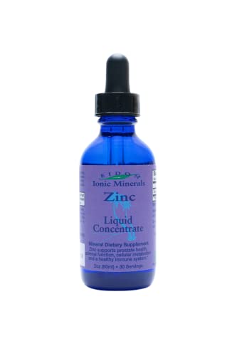 Eidon Ionic Minerals Liquid Zinc Concentrate - Ionic Zinc Drops, Boost Immune System & Mood, Relieves Stress, All-Natural, Vegan, Gluten-Free, No Preservatives or Additive - 2 Ounce Bottle