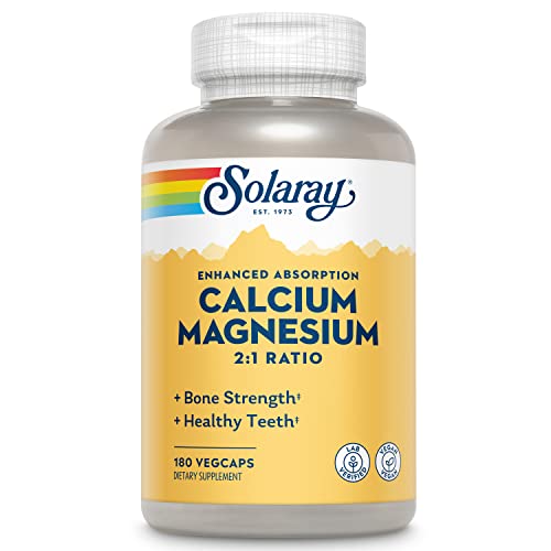 Solaray Calcium and Magnesium AAC Capsules, 180 Count (Packaging May Vary)