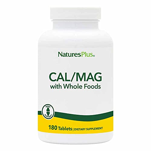 NaturesPlus Source of Life Cal/Mag Mineral Supplement- 500 mg Calcium, 250 mg Magnesium, 180 Vegetarian Tablets - Whole Food Supplement, Promotes Bone Health - Gluten-Free - 90 Servings
