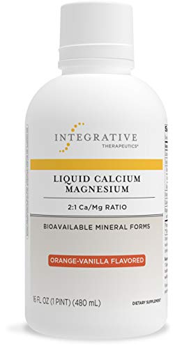 Integrative Therapeutics - Liquid Calcium Magnesium, 2:1 Ca/Mg Ratio - Bioavailable Mineral Forms - Orange Vanilla Flavor - 16 fl oz
