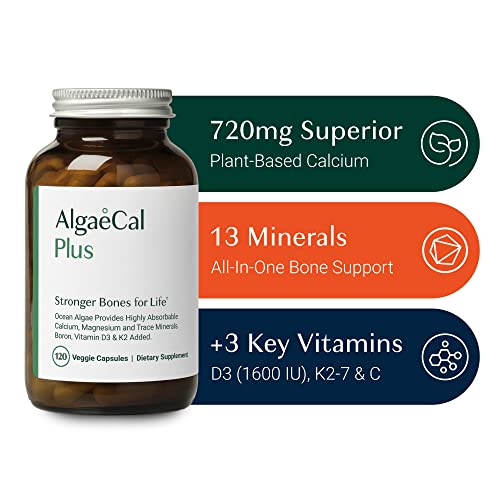 ALGAECAL Plus - Plant-Based Calcium Supplement with Vitamins D3, K2 (MK-7), Magnesium & Trace Minerals for Optimal Bone Support - 3 Month Supply