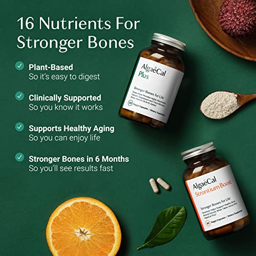 AlgaeCal - Bone Builder Pack for Bone Density, Calcium Supplement & Strontium for Women & Men with Vitamin K2, D3, Magnesium & 13 Minerals, Easy to Swallow Veggie Caps