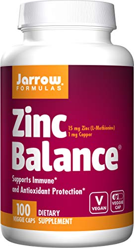 Jarrow Formulas Zinc Balance 15 mg - 100 Veggie Caps, Pack of 2 - Immune Support - Includes Copper - 100 Count (Pack of 2)