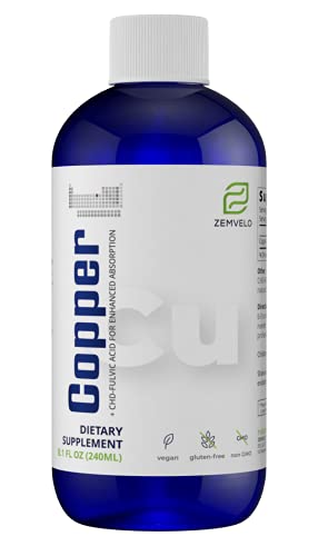 Liquid Ionic Chelated Copper | Natural Elixir for Healthy Connective Tissue | Healthy Hair, Skin, Nails & Collagen | Healthy Iron Levels | Mood Balance | 96 Day Supply