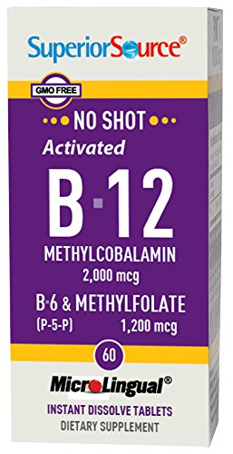 Superior Source No Shot Methylfolate B12 2000mcg P5P Tablets, 60 Count