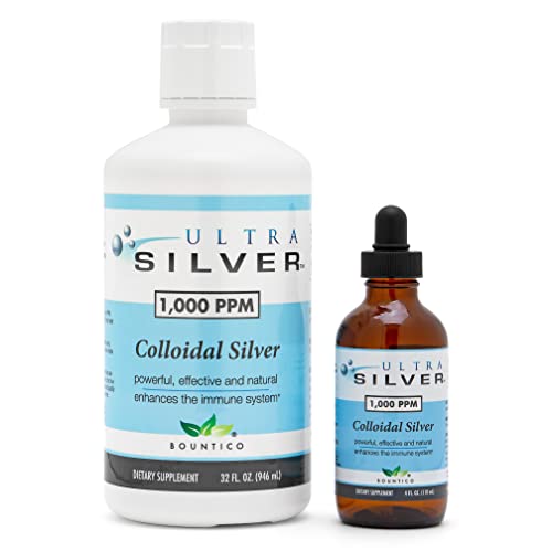 Ultra Silver® Colloidal Silver | 1,000 PPM, 32 Oz (946mL) | Mineral Supplement | True Colloidal Silver - 4 oz Dropper Bottle (Empty) Included for Dispensing!